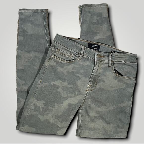 SANCTUARY SOCIAL ANKLE SKINNY CAMOFLAGE STANDARD RISE SAGE GREEN - 6 - Picture 2 of 7